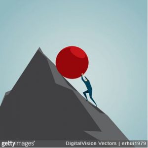 Individual rolling ball up cliff