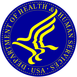 Department of Health and Human Services Seal, blue and yellow