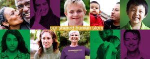 Our Shared Human Story photo collage of multiple people, diverse